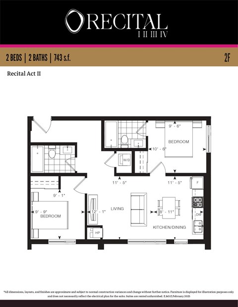 A floor plan for the Recital Act II apartment.